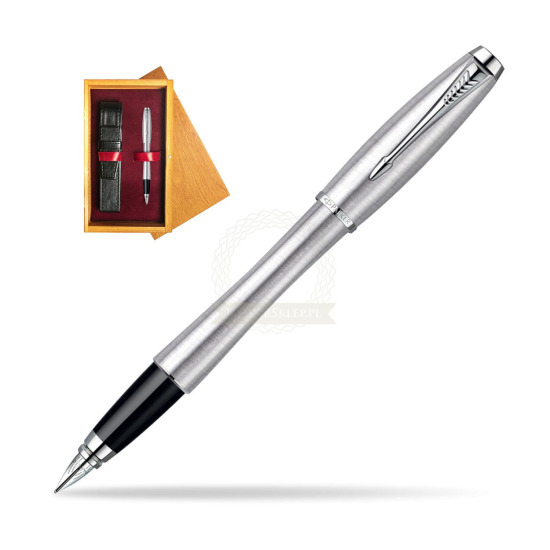 Parker Urban Classic Metro Metallic CT Penna Stilografica in single wooden box Honey Single Maroon