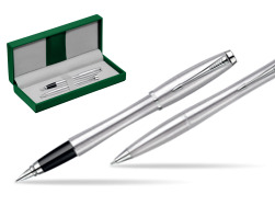 Parker Urban Classic Metro Metallic CT Penna Stilografica + Parker Urban Classic Metro Metallic CT Penna a Sfera Set regalo in the green leather box