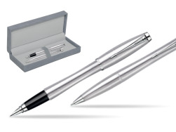 Parker Urban Classic Metro Metallic CT Fountain Pen + Parker Urban Classic Metro Metallic CT Ballpoint Pen in a Gift Box in suede box grey