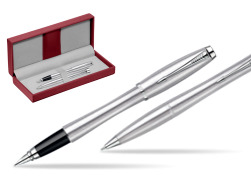 Parker Urban Classic Metro Metallic CT Penna Stilografica + Parker Urban Classic Metro Metallic CT Penna a Sfera Set regalo in the red leather box
