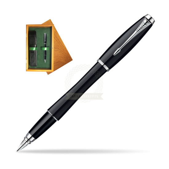 Parker Urban Fashion London Cab Black Lacquer CT Pluma estilográficas in single wooden box Honey Single Green