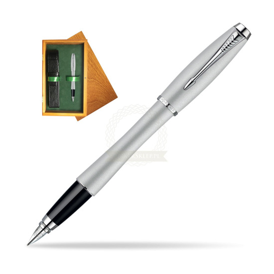 Parker Urban Fashion Fast Track Silver Lacquer CT Penna Stilografica in single wooden box Honey Single Green