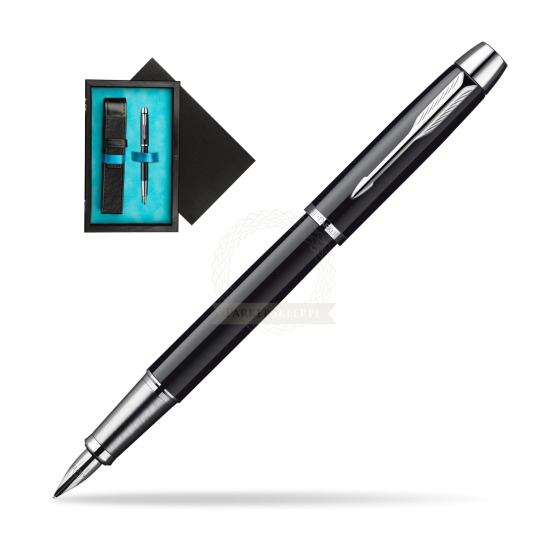 Parker IM Black Lacquer CT Penna Stilografica in single wooden box Black Single Turquoise