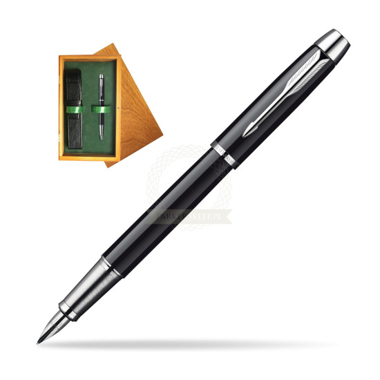 Parker IM Black Lacquer CT Penna Stilografica in single wooden box Honey Single Green