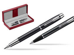 Parker IM Black Lacquer CT Penna Stilografica + Parker IM Black Lacquer CT Penna a Sfera Set regalo in the red leather box