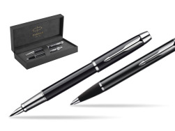 Parker IM Black Lacquer CT Fountain Pen + Parker IM Black Lacquer CT Ballpoint Pen in a Gift Box in original Parker Prestige box