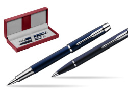 Parker IM Blue Lacquer CT Penna Stilografica + Parker IM Blue Lacquer CT Penna a Sfera Set regalo in the red leather box