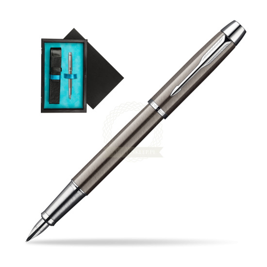 Parker IM Gun Metal CT Penna Stilografica in single wooden box Black Single Turquoise