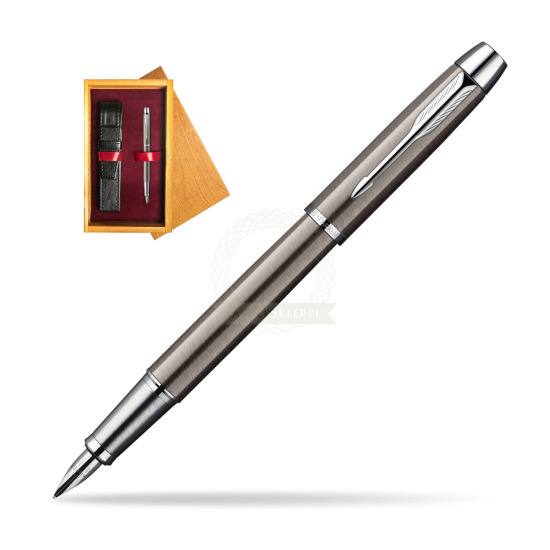 Parker IM Gun Metal CT Penna Stilografica in single wooden box Honey Single Maroon