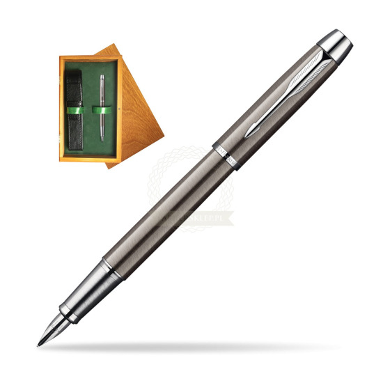 Parker IM Gun Metal CT Penna Stilografica in single wooden box Honey Single Green