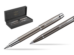 Parker IM Gun Metal CT Fountain Pen + Parker IM Gun Metal CT Ballpoint Pen in a Gift Box in original Parker Prestige box
