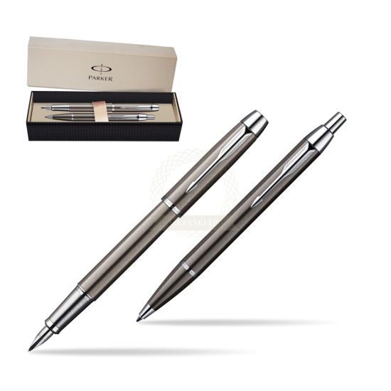 Parker IM Gun Metal CT Fountain Pen + Parker IM Gun Metal CT Ballpoint Pen in a Gift Box