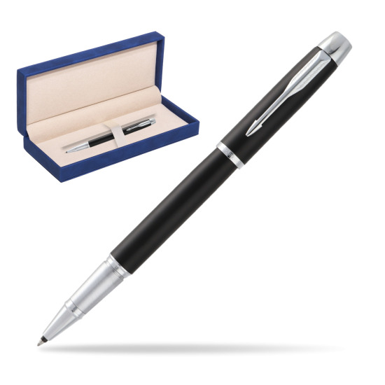 Parker IM Muted Black CT Rollerball in suede box navy blue