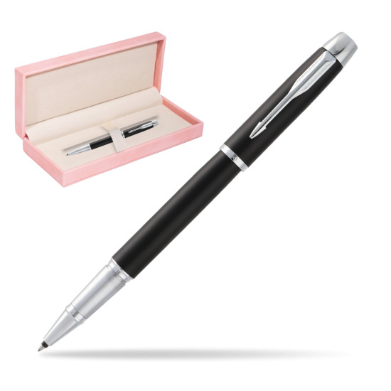 Parker IM Muted Black CT Rollerball in suede box pink
