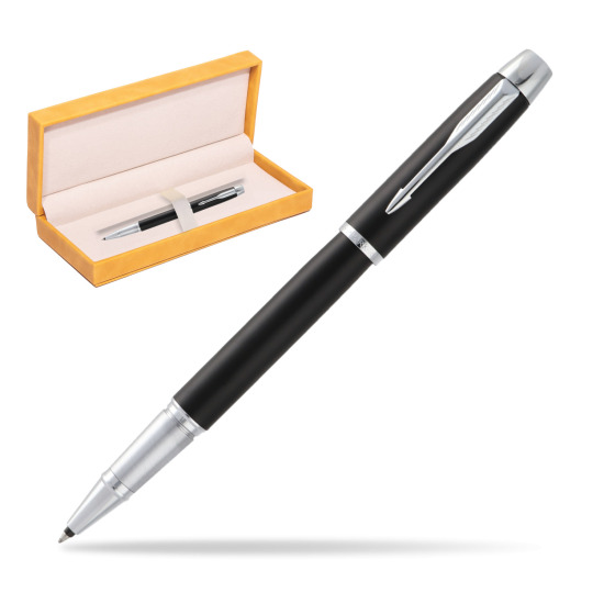 Parker IM Muted Black CT Rollerball in suede box yellow