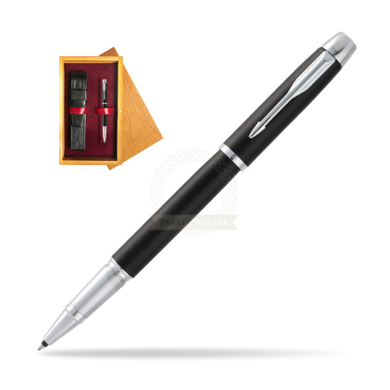 Parker IM Muted Black CT Rollerball in single wooden box Honey Single Maroon