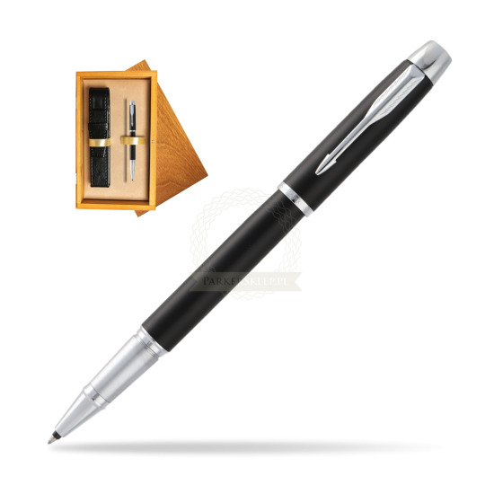 Parker IM Muted Black CT Rollerball in single wooden box Honey Single Ecru