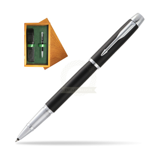 Parker IM Muted Black CT Rollerball in single wooden box Honey Single Green