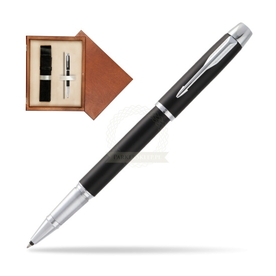 Parker IM Muted Black CT Rollerball in single wooden box Mahogany Single Ecru