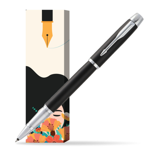 Parker IM Muted Black CT Rollerball in cover Poppy