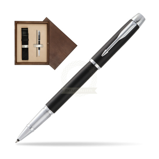 Parker IM Muted Black CT Rollerball in single wooden box Wenge Single Ecru