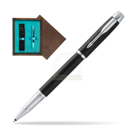 Parker IM Muted Black CT Rollerball in single wooden box Wenge Single Turquoise 