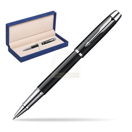 Parker IM Black Lacquer CT Rollerball in suede box navy blue