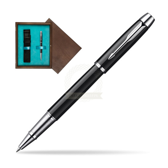 Parker IM Black Lacquer CT Rollerball in single wooden box Wenge Single Turquoise 