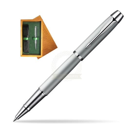 Parker IM Silver CT Rollerball Pen in single wooden box Honey Single Green