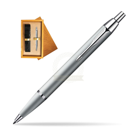 Parker IM Silver CT Ballpoint Pen in single wooden box Honey Single Ecru