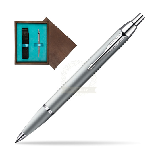 Parker IM Silver CT Ballpoint Pen in single wooden box Wenge Single Turquoise 