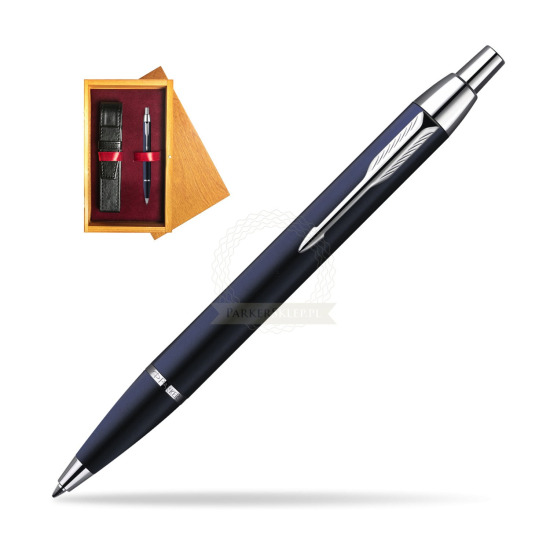 Parker IM Blue Lacquer CT Ballpoint Pen in single wooden box Honey Single Maroon