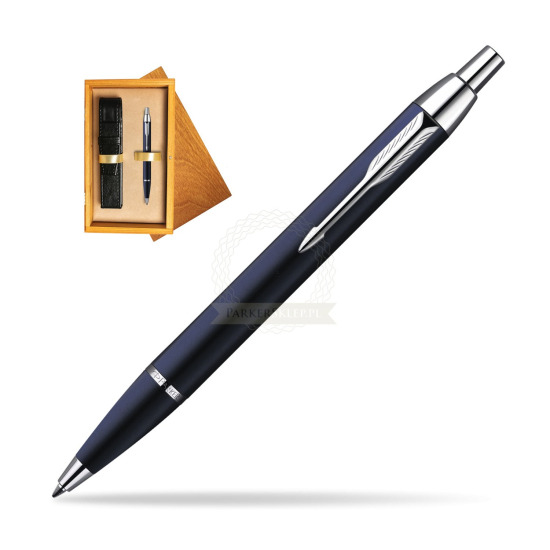 Parker IM Blue Lacquer CT Ballpoint Pen in single wooden box Honey Single Ecru