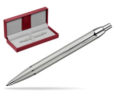 Parker IM Brushed Metal CT Ballpoint Pen in the red leather box