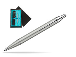 Parker IM Brushed Metal CT Penna a Sfera in single wooden box Black Single Turquoise
