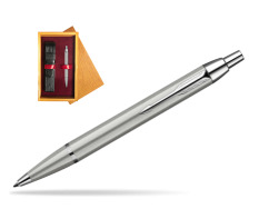 Parker IM Brushed Metal CT Penna a Sfera in single wooden box Honey Single Maroon