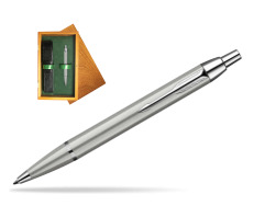 Parker IM Brushed Metal CT Penna a Sfera in single wooden box Honey Single Green