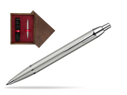 Parker IM Brushed Metal CT Penna a Sfera in single wooden box Wenge Single Maroon