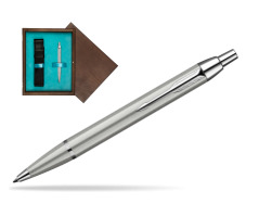 Parker IM Brushed Metal CT Penna a Sfera in single wooden box Wenge Single Turquoise 