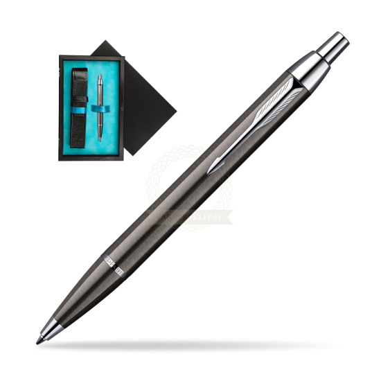 Parker IM Gun Metal CT Ballpoint Pen in single wooden box Black Single Turquoise