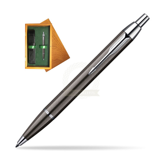 Parker IM Gun Metal CT Ballpoint Pen in single wooden box Honey Single Green