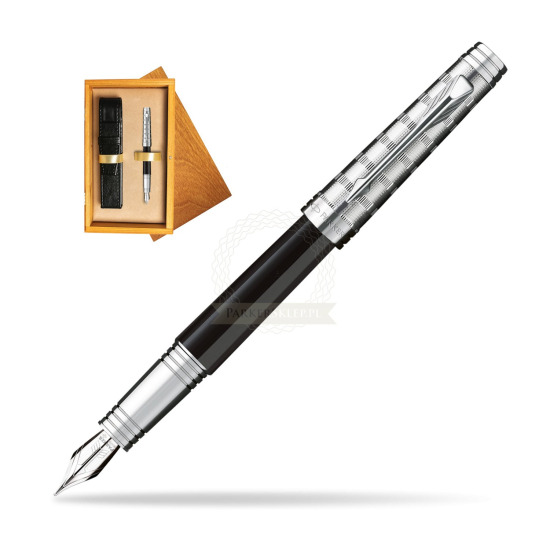 Parker Premier Custom Tartan Lacquer & Metal ST Fountain Pen in single wooden box Honey Single Ecru