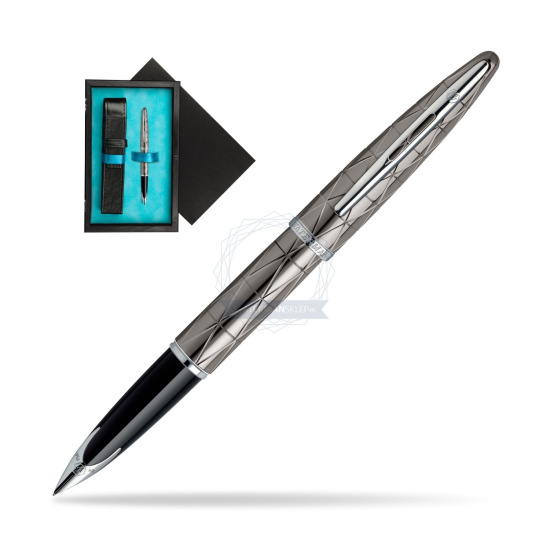 Waterman Carène Contemporary Gunmetal ST Fountain pen in single wooden box Black Single Turquoise