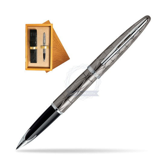 Waterman Carène Contemporary Gunmetal ST Fountain pen in single wooden box Honey Single Ecru