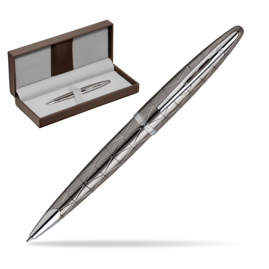 Waterman Carène Contemporary Gunmetal Stylo à bille ST in the brown leather box