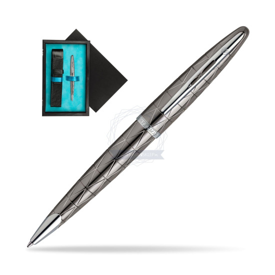 Waterman Carène Contemporary Gunmetal Penna a Sfera ST in single wooden box Black Single Turquoise