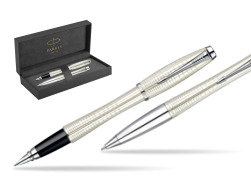 Parker Urban Premium Pearl Metal Chiselled CT Fountain Pen + Parker Urban Premium Pearl Metal Chiselled CT Ballpoint Pen in a Gift Box in original Parker Prestige box
