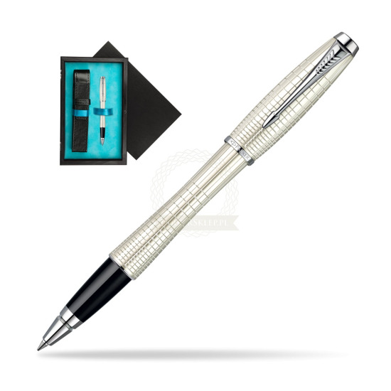 Parker Urban Premium Pearl Metal Chiselled CT Rollerball Pen in single wooden box Black Single Turquoise