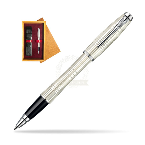 Parker Urban Premium Pearl Metal Chiselled CT Rollerball Pen in single wooden box Honey Single Maroon