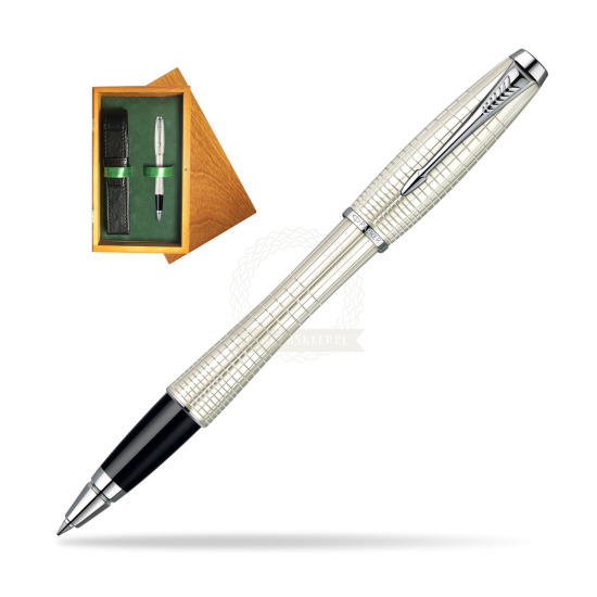 Parker Urban Premium Pearl Metal Chiselled CT Rollerball Pen in single wooden box Honey Single Green